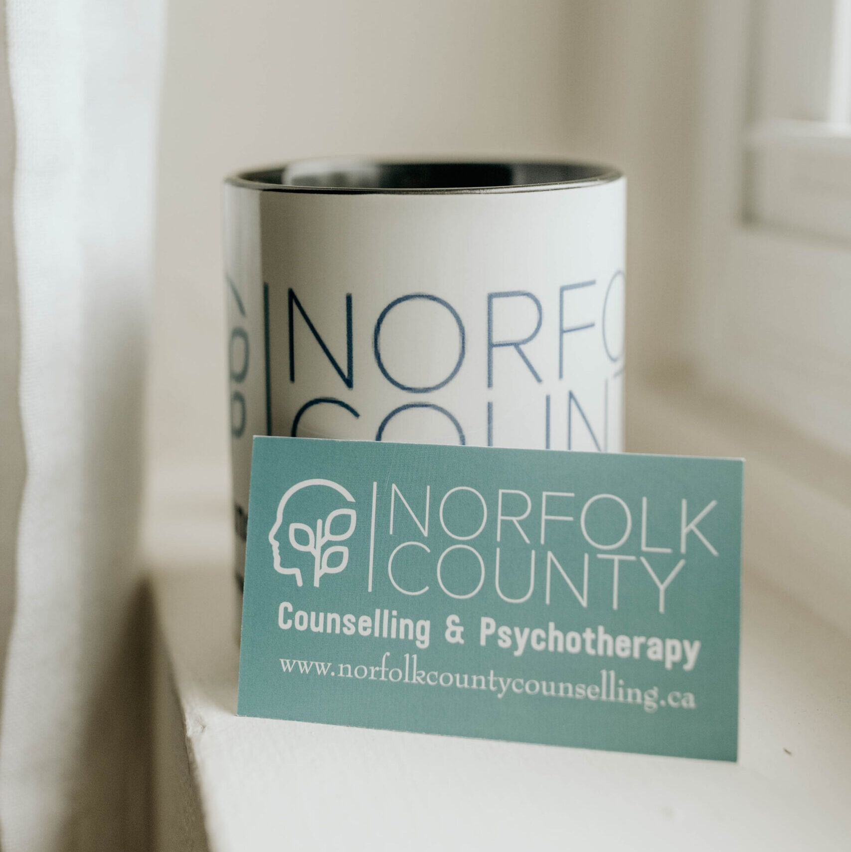 Norfolk Counselling mug and business card